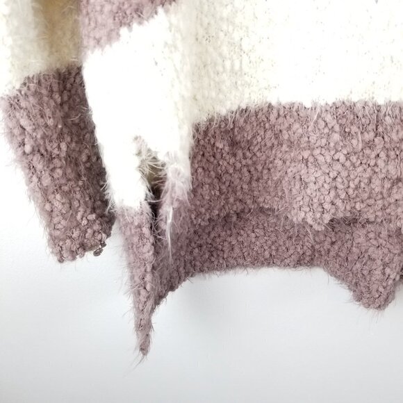 She + Sky M/L Popcorn knit Sweater Mauve Cream Striped Soft Cozy Boho - Picture 7 of 10